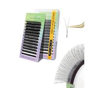 NAGARAKU Y Pestañas Suministros Y Lash Abanicos Pre Armados Prefabricados 2D Volumen Ruso Cruz Y Pestañas Tejidas a Mano Malla en Forma Y Eyelash Extension Cluster Negro Mate 12 Filas(0.07 C 8-12mm)