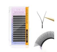NAGARAKU YYY Pestañas 3 Tips Triple YY Lash Abanicos Prefabricados 6D Volumen Cruz YY Pestañas Tejidas a Mano Premade Fans YY Eyelash Extension Wispy Cluster 12 Filas Negro(0.07 D Curl 11mm)