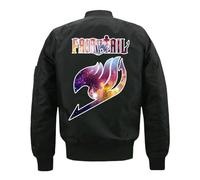 NAGBCTY Chaqueta Bomber para Hombre Fai-ry Ta-il, Chaquetas con Cremallera de Mangas Largas, Abrigo Retro Completo, para Otoño e Invierno(Black,XXL)