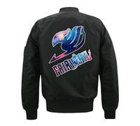 NAGBCTY Chaqueta clásica para exteriores Fai-ry Ta-il, chaqueta aviador con bolsillos con cremallera, cómoda cortavientos ligera, para primavera, otoño e invierno(Black,XXL)