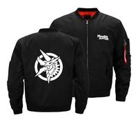 NAGBCTY Chaquetas Bomber para Hombre Monst-er Hunt-er, Chaqueta Casual de Motocicleta con Cremallera, Cortavientos Ligera, para Otoño e Invierno(Black,XXL)