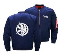 NAGBCTY Chaquetas Bomber para Hombre Monst-er Hunt-er, Chaqueta Casual de Motocicleta con Cremallera, Cortavientos Ligera, para Otoño e Invierno(Blue,XXL)