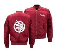 NAGBCTY Chaquetas Bomber para Hombre Monst-er Hunt-er, Chaqueta Casual de Motocicleta con Cremallera, Cortavientos Ligera, para Otoño e Invierno(Red,L)