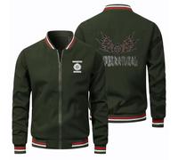 NAGBCTY Chaquetas de béisbol finas Super.natur-al, abrigo de otoño e invierno con bolsillos, chaqueta universitaria para mujeres y niñas y niños(Green,S)