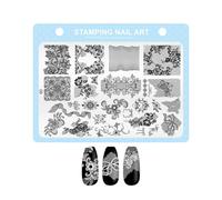 Nageldesign Stempelplatte - Edelstahl Nail Ārt Transfer Vorlage Für Maniküre Muster | Nagel Stempel Werkzeug | DIY Salon Druckplatte Für Anfänger Hochzeit Party Studio Übungen