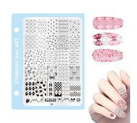 Nageldesign Stempelplatte - Edelstahl Nail Ārt Transfer Vorlage Für Maniküre Muster | Nagel Stempel Werkzeug | DIY Salon Druckplatte Für Anfänger Hochzeit Party Studio Übungen