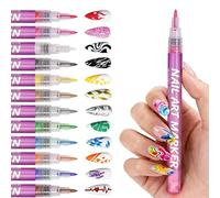 Nageldesign Stifte Set 12 Farben - Schnell Trocknende Maniküre Malwerkzeuge Mit 0,5mm Punktierliner, Dotting Pens Für Zuhause, Salon, Party, Alltag, Weihnachten Und Geburtstag