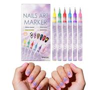 Nagelkunststift-Set - 6-farbige Marker Mit Feiner Spitze, Nageldesign-Dekoration | Schnell Trocknende Wischfeste DIY-Maniküre Für Den Heimsalon | Perfekt Für Mädchen, Frauen Und Kreative -
