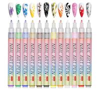 Nagellack Stift Set,12 Farben Nagellack Set 3D Stift Set Schnelltrocknende Acryl Graffiti-Stifte für DIY Nail Art Linienzeichnen und 3D-Muster für Zuhause Salon Halloween und Weihnachten