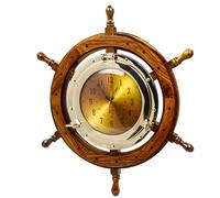 Nagina International 24" Exclusive Pirate'S Nautical Ship'S Steering Wheel Styled Porthole Clock | Lavish Wall Decor Gifts & Collectible