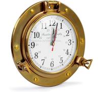 Nagina International 9" Antique Brass Premium Nautical Wall Decor Vintage Time's Clock | Pirate'S Porthole Decorative Clock (Franklin & Murphy's Vintage Dial)