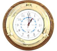 Nagina International Beach House Beautiful Navy Style Time & Tide Wall Clock On Hand Crafted Rosewood Wood Base | Nautical Brass Decor Gift