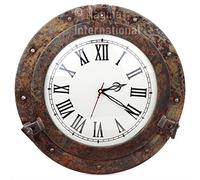 Nagina International Espejo náutico de Cobre rústico Nautico Espejos de baño náuticos (20 Pulgadas, Reloj de Aluminio)