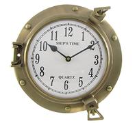 Nagina International Nautical Porthole Clock Solid Antique Brass Ships 9 Inch Maritime Clocks