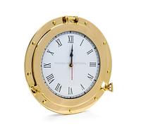 Nagina International Premium Nautical Brass Porthole Clock | Pirate Ship'S Elegant Metal Roman Dial Face Wall Clock | Home Decorative Gifts (15 Inches)