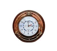 Nagina International Reloj náutico de marea con ojo de buey de latón y base de madera, regalo de decoración del hogar de Capitán Marítimo Beach (12 pulgadas)