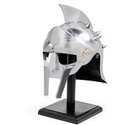 Nagina International The Great Mini Gladiator Maximum casco con soporte de exhibición, casco rennactor con correa de cuero, accesorios de Halloween para larpers
