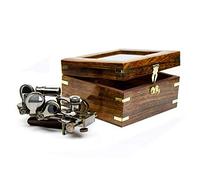 Nagina International White Starline 5" Premium Nautical Brass Sextant with Deluxe Rosewood Crafted Glass Case | Wooden Box | Maritime Reproduced Collectibles | Children's Gift