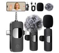 Nagobi Micrófono para iPhone 3 en 1, mini micrófono, micrófonos Lavalier inalámbricos, USB C, micrófono de solapa con clip para iPhone, iPad, Android, cámara para grabación de video, Vlog, YouTube