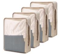 Nagoyuki 4 cubos de embalaje grandes, 40 x 30 x 12 cm, bolsas organizadoras de maletas del mismo tamaño, cubos de embalaje expansibles compresibles para maleta, equipaje, práctico ayudante (beige)
