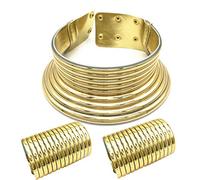 Nagoyuki Collar africano juego de joyas collar gargantilla exagerada pulsera de dos juegos para fiestas de boda joyas en, Plástico / resina