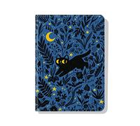 NagpintS Funda de Cuero Kindle Voyage, Funda con Tapa para Amazon Kindle Voyage, diseño de patrón de Pintura Funda Protectora de Cuero de Primera Calidad para Amazon Kindle Voyage-Blue Nocturnal Cat