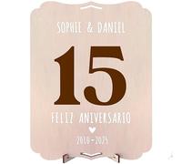 nagu® 15 Regalos Personalizados - Marco De Madera 30x22cm, Cuadro Personalizado Con Foto, Incluye Letras Adhesivas, Regalo Aniversario Pareja, Cumpleaños, Con Orificio Para Colgar Y Pie De Soporte