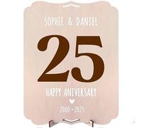nagu® 25 Regalos Personalizados - Marco De Madera 30x22cm, Cuadro Personalizado Con Foto, Incluye Letras Adhesivas, Regalo Aniversario Pareja, Cumpleaños, Con Orificio Para Colgar Y Pie De Soporte