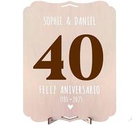 nagu® 40 Regalos Personalizados - Marco De Madera 30x22cm, Cuadro Personalizado Con Foto, Incluye Letras Adhesivas, Regalo Aniversario Pareja, Cumpleaños, Con Orificio Para Colgar Y Pie De Soporte