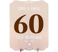 nagu® 60 Regalos Personalizados - Marco De Madera 30x22cm, Cuadro Personalizado Con Foto, Incluye Letras Adhesivas, Regalo Aniversario Pareja, Cumpleaños, Con Orificio Para Colgar Y Pie De Soporte