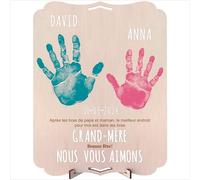 nagu® Abuela. Madre. Marco Huellas Bebé Recién Nacido. Regalo de Madera 30x22cm, Espacio para Huella Bebe Pie y Manos o toda la Familia y Foto. Incluye Soporte y Kit de Letras para Nombres y Fechas