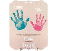 Nagu ® Abuelo. Padre. Marco Huellas Bebé Recién Nacido. Regalo de Madera 30x22cm, Espacio para Huella Bebe Pie y Manos o toda la Familia y Foto. Incluye Soporte y Kit de Letras para Nombres y Fechas