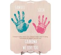 nagu® Abuelo. Padre. Marco Huellas Bebé Recién Nacido. Regalo de Madera 30x22cm, Espacio para Huella Bebe Pie y Manos o toda la Familia y Foto. Incluye Soporte y Kit de Letras para Nombres y Fechas