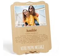 nagu® Amitié. Cadeaux originaux pour amies. Tableau personnalisé avec photo pour l’anniversaire d’une amie. Carte cadeau en bois 30 x 22 cm, pour cadeaux personnalisés. Lettres et chiffres inclus