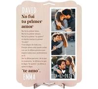 nagu® Amor. Cuadro Personalizado con Foto para Regalo Aniversario Pareja o Cumpleaños Novio Novia Boda. Tarjeta Regalo de Madera Grande 30 x 22 cm para Regalos Personalizados. Incluye letras y numeros