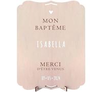 nagu® Bautizo. Pancarta Personalizada De Madera 30x22cm Para Bautismo, Poster Personalizado Con Letras Y Números Adhesivos, Cartel Personalizado Con Soporte Y Orificio Para Colgar de Decoración