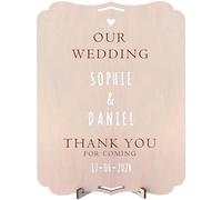 nagu® Boda. Pancarta Personalizada De Madera 30x22 cm Poster Personalizado Con Letras, Números Adhesivos - Photocall Boda - Con Pie de Soporte y Orificio Para Colgar Cartel Personalizado Decoración