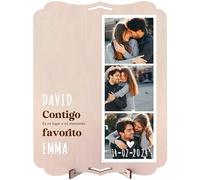 nagu® Contigo. Cuadro Personalizado con Foto para Regalo San Valentín Novio o Novia. Tarjeta Regalo de Madera Grande 30 x 22 cm para Regalos Personalizados Hombre o Mujer. Incluye letras y numeros