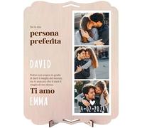 nagu® Cornice portafoto personalizzata con foto per regalo di compleanno o anniversario di coppia. Grande biglietto regalo in legno 30 x 22 cm, per regali personalizzati. Include lettere e numeri