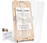 nagu® Despedida de Trabajo. Regalos para Compañeros o jefes. Tarjeta Personalizada de Madera para Despedida o Jubilación con Lazo, Sobre, Soporte y Letras. Para Regalar con Dedicatoria, Foto o Dinero