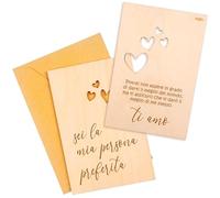 nagu® IT- Biglietti San Valentino in Carta di Legno, Misura 10x15 cm, Amore Regalo per Anniversario Fidanzamento, con Frase d'Amore Vero e Sincero, La Mia Persona Preferita