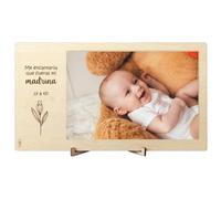 nagu® Marco de Fotos de Madera - Regalos Personalizados - Quieres Ser Mi Madrina - Recuerdos Bautizo para Bebé - Foto 10x15 cm - Soporte para Mesa - Trasera Lisa para Dedicatoria Especial