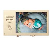 nagu® Marco de Fotos ¿Quieres Ser Mi Padrino? | Propuesta para Padrino | Propuesta para padrino de bautizo, 12,5 × 22 cm, para foto 10 × 15 cm, con soporte de mesa y trasera para dedicatoria