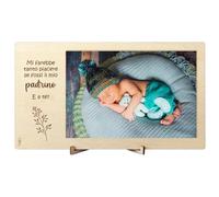 nagu® Marco De Madera Con Frase Quieres Ser Mi Padrino - Fotos Personalizadas Regalo Para Padrinos Bautizo Propuesta - 12.5 x 22 cm Para Fotos 10x15 cm, Incluye Soporte