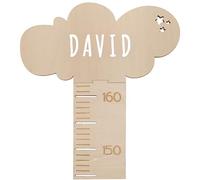 nagu® Medidor Niños Pared Madera Personalizado, Diseño de Nube Unisex. Regla para Para medir la Altura desde los 63 hasta162 cm, Incluye Letras para personalizar con nombre, Regalo Infantil original