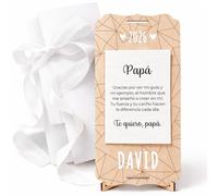 nagu® Papá. Regalos para Padres. Tarjeta Regalo Personalizada para Cumpleaños, Día del Padre o Regalos Invitados Boda de Madera, con Lazo, Sobre, Soporte y Letras adhesivas Para Regalar Foto o Dinero