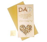 nagu® Papá. Regalos para Padres. Tarjeta Regalo Personalizada para Cumpleaños, Día del Padre o Regalos Invitados Boda de Madera, con Lazo, Sobre, Soporte y Letras adhesivas Para Regalar Foto o Dinero