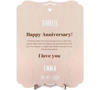 nagu® Regalo Aniversario Pareja. Tarjeta Regalo de Madera Grande, 30 x 22 cm para Regalos Personalizados. Incluye letras y numeros. Cuadro Personalizado con Foto para Aniversario Boda Hombre o Mujer