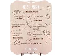 nagu® Regalos Personalizados para Profesores Mujer u Hombre. Tarjeta Regalo de Madera Grande 30 x 22 cm. Ideas Regalo Maestra Infantil. Incluye letras y numeros. Cuadro Personalizado con Foto