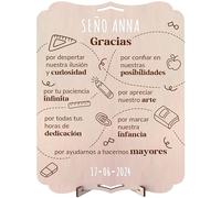 nagu® Regalos Personalizados para Profesores Mujer u Hombre. Tarjeta Regalo de Madera Grande 30 x 22 cm. Ideas Regalo Maestra Infantil. Incluye letras y numeros. Cuadro Personalizado con Foto